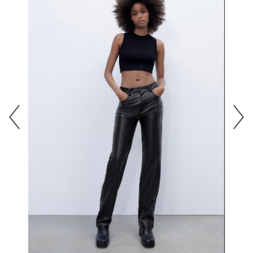 Zara women's faux leather pants straight cut size 4 black